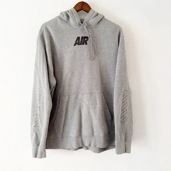 NIKE Air Jordan Hoodie XL Gray Center Swoosh Y2K Retro Streetwear Vintage Skater - Picture 2 of 12